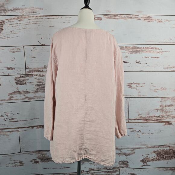 Saga Italy 100% Linen Top Pink Size Large - Picture 3 of 7
